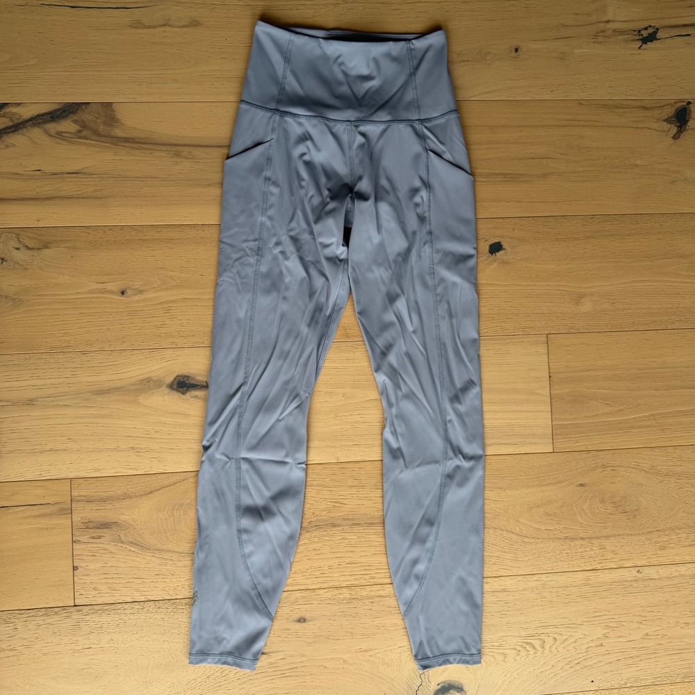Greyson Womens High Rise Pocket Leggings Blue Grey XS Recycled Nylon Athletic